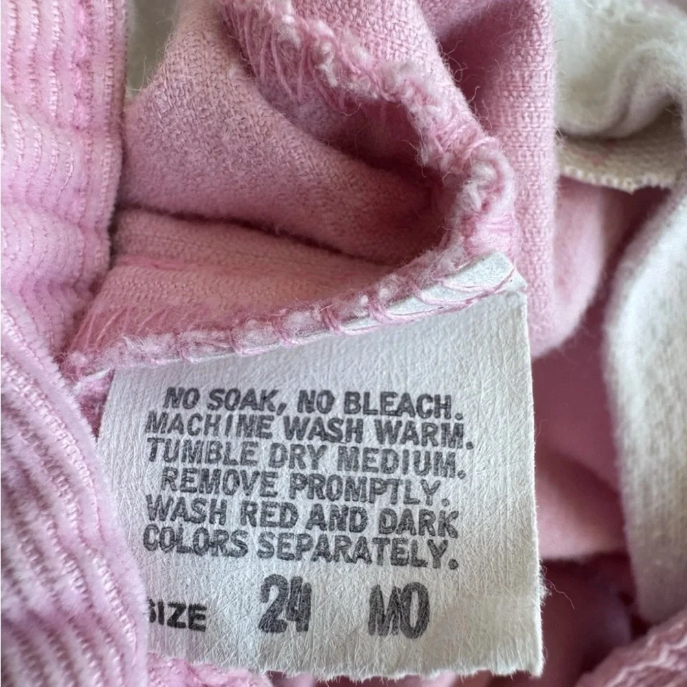 Vintage 90s Osh Kosh B'Gosh Girls Pink Overalls Elephant Corduroy USA Size 24 M